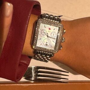 Michele Stainless Diamond Watch